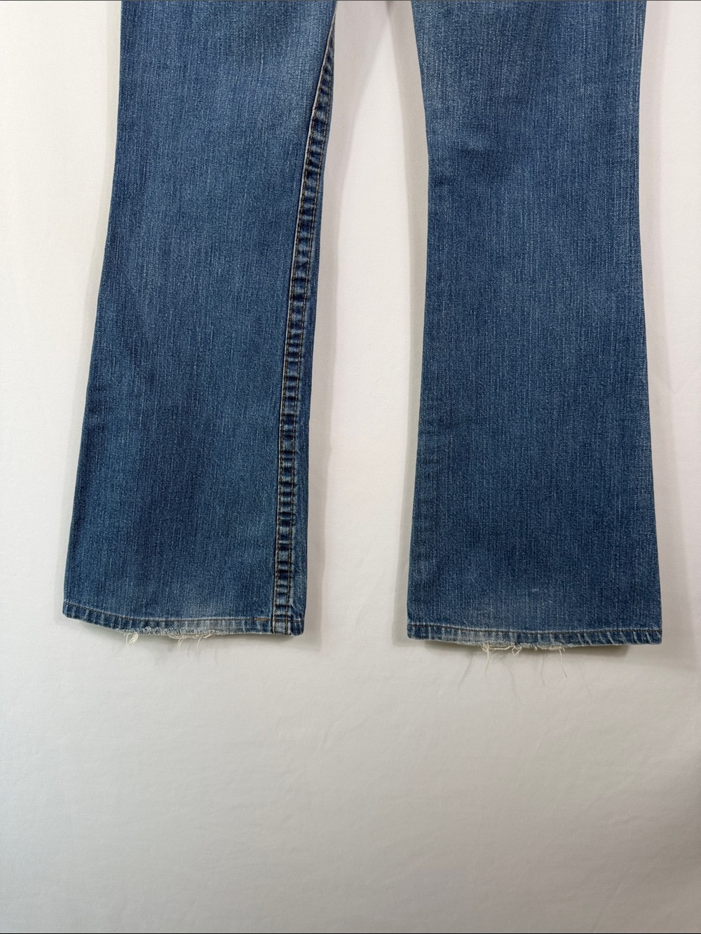 True Religion Y2K Light Blue Flared Jeans with Subtle Distress Size 29. Worn Hem - Picture 8 of 12